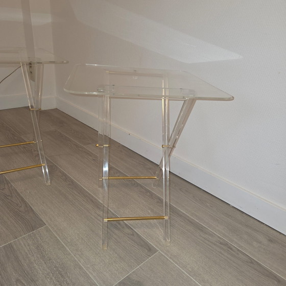 Tavolini vintage in plexiglas, Ottone, Trasparente (foto 5 di 15)