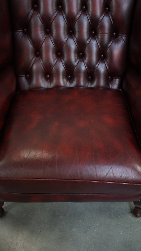 Image 1 of Sedia chesterfield inglese in pelle di manzo con ampia seduta