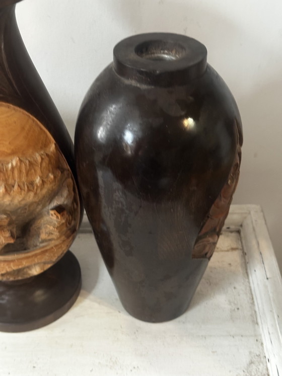 Set di 5 vasi/portacandele in legno vintage di metà secolo – Artisanat mid-century, Oggetti decorativi, Wood (photo 10 of 15)