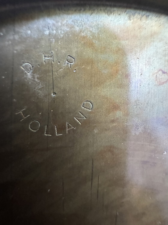 Image 1 of Pair Vintage DHR Holland Brass Spring Candle Lamps - Etched Glass Shades