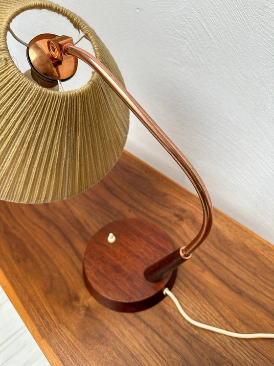 Image 1 of Vintage Temde Leuchten Teak & Sisal Table Lamp, Swiss Design, Mid-Century Modern, 1960s