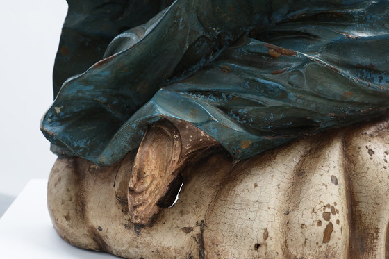 Image 1 of Statua religiosa francese del XVIII secolo raffigurante la Vergine Maria su una nuvola