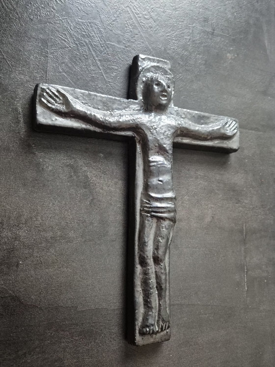 Image 1 of Steven Vynck Ceramics Vintage Modernist Crucifix