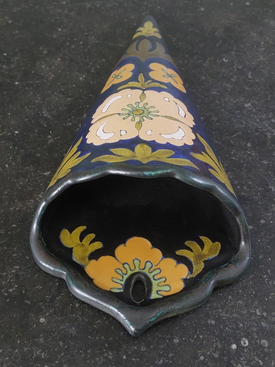 Vaso da parete/Tasca da parete vintage Gouds Plateel PZH – Plateelbakkerij Zuid-Holland, Vasi, Ceramic (photo 2 of 5)