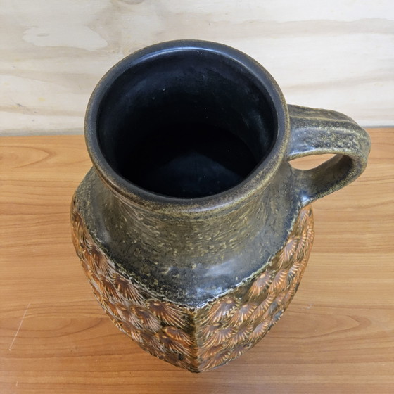 Image 1 of Vintage large XXL West Germany vase Jasba 1667/35 orange / green (unique structure / pattern)