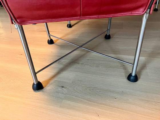 Image 1 of 6 x Montis Chaplin in pelle rossa con base cromata