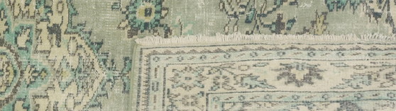 Tappeto turco vintage 287x193 cm – Grande tappeto in lana annodato a mano con motivo floreale verde tenue (photo 12 of 12)