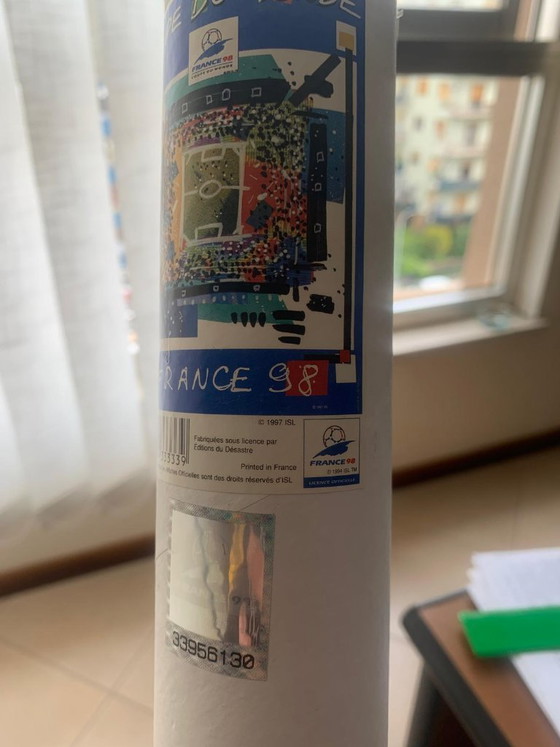 Image 1 of Affiche officielle de la Coupe du Monde France 98 - Nathalie Le Gall - État neuf avec tube d'origine