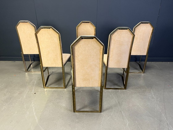 Image 1 of Chaises de salle à manger vintage en laiton par Belgochrom, années 1970