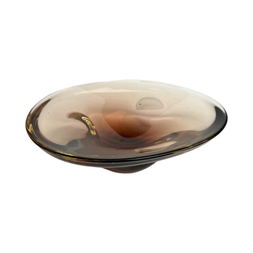 Ciotola in vetro modellata a mano disegnata da M Klinger, Železný Brod Glass, Cecoslovacchia, anni '70.