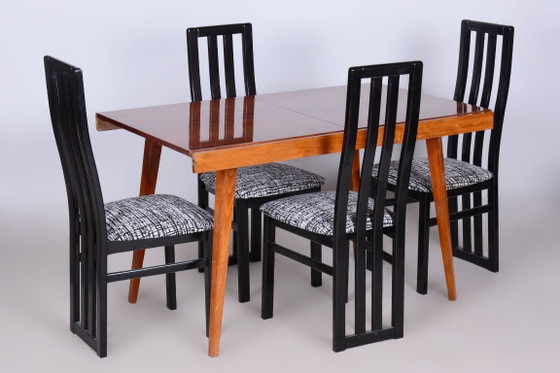 Original 20. Century Folding Table, Beech, Mahogany Veneer, Czech, 1960s – Dining tables, Wood (photo 14 of 15)