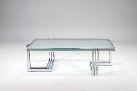 Image 1 of Vintage salontafel in chroom en glas, jaren 1960