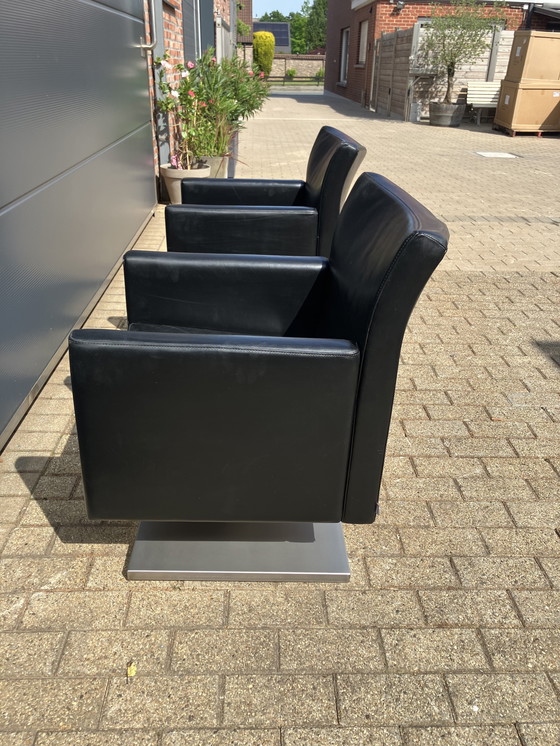 Image 1 of 2x sedie laterali Jori Kubolo in pelle nera Condizioni ottimali!!!