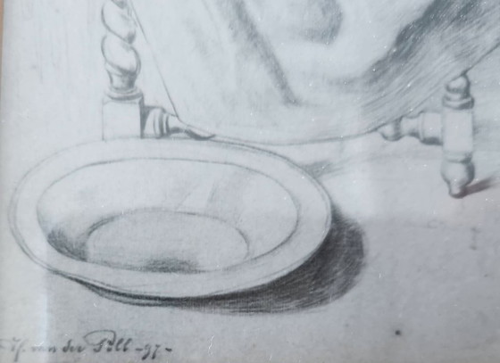 Image 1 of Rare Pencil Drawing by Herbert van der Poll 1896