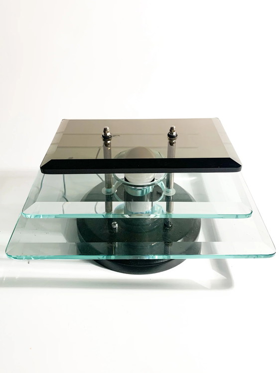 Coppia di applique Veca in cristallo blu e grigio, anni '70 – Illuminazione (photo 10 of 13)