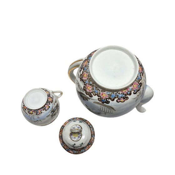 Image 1 of Alte japanische Porzellan-Teekanne und -Tasse, frühes 20. Jahrhundert