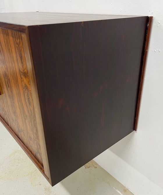 Image 1 of Rosewood Tambour Door Cabinet By Kai Kristiansen For Feldballes