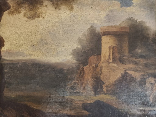 Ancient Oil Painting on Canvas 19th Century