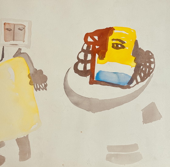 Image 1 of Marcus de Vestele abstracte compositie met figuren circa 1975