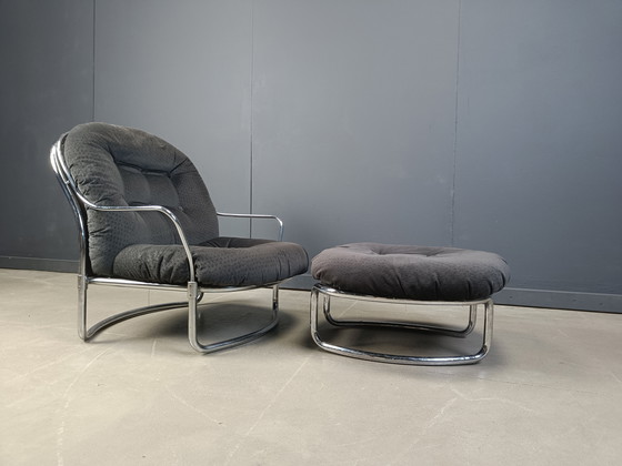Image 1 of Sillón con taburete modelo 915 de Carlo de Carli para Cinova, década de 1970