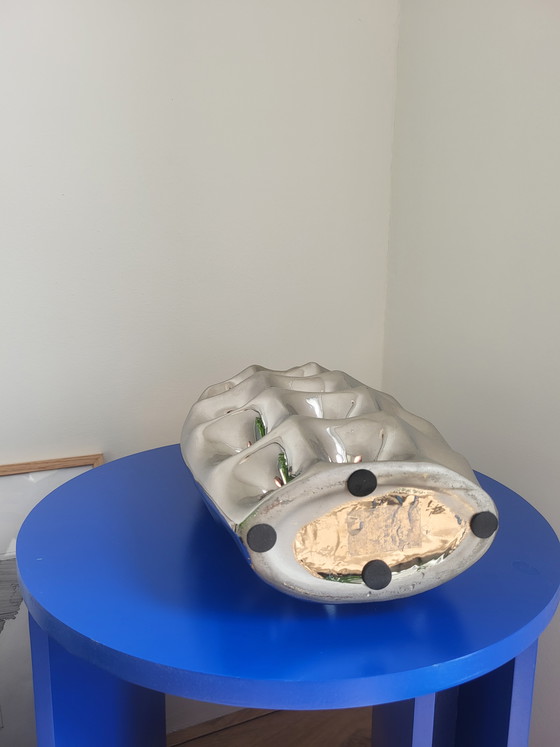 Image 1 of Vaso vintage in cromo e argento, stile spaziale.