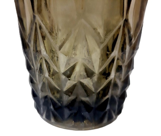 Image 1 of Vintage sierlijke gerookte groene glazen vaas