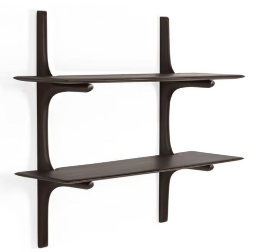 Estantería de pared Ethnicraft de 2 baldas, color caoba marrón oscuro