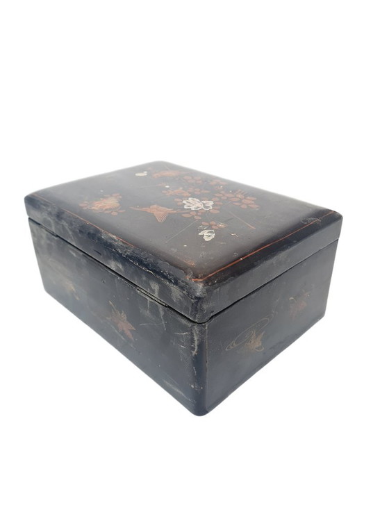 Boîte japonaise en laque vintage, années 1920, Objets déco, Bois, Noir (photo 2 sur 14)