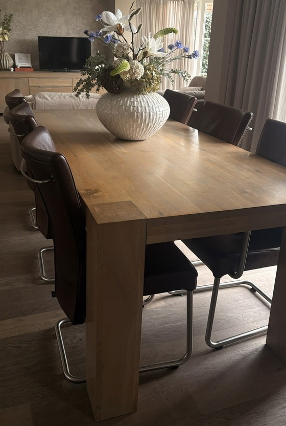 6 Chaises de salle à manger HVS en cuir – Leather, rvs (photo 5 of 5)