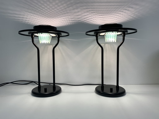 Satz von 2 minimalistischen postmodernen Tischlampen, 1980'S