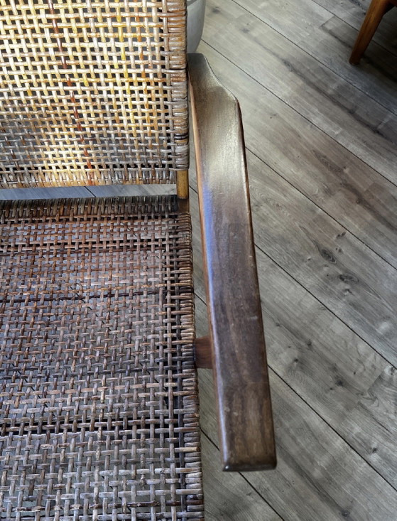 Mid-Century teakhouten stoel – Fauteuils, Rattan, Wood (photo 5 of 8)