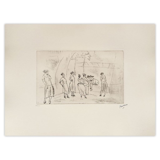 Jules Pascin Radierung Dans un Square 1980 – lithos zeefdrukken, Paper