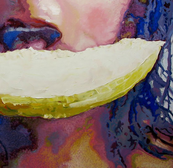 Pintura al óleo original, arte moderno, Chica Melón – Pinturas y dibujos, Canvas (photo 7 of 7)
