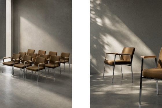 Sedia da conferenza vintage in stile Mid-Century Modern tedesca, marrone, di Drabert, anni '70. (photo 13 of 17)