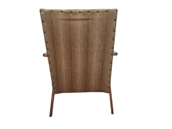 Image 1 of Lounge fauteuil - houten frame - originele gestructureerde bekleding - 60's