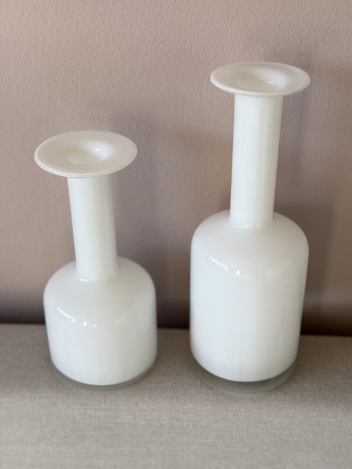Set of vintage Danish opaline glass vases Otto Brauer style