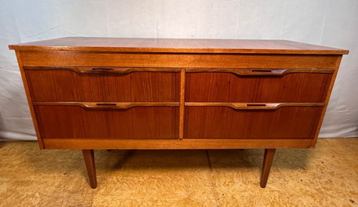 Mid-Century Retro Vintage Teak Four-Drawer Sideboard by Stonehill – 1960 Classic British Design | Sleek Storage |Timeless Design