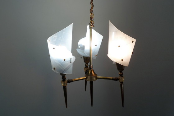 Image 1 of Lampadario vintage rockabilly a 3 luci degli anni '50.