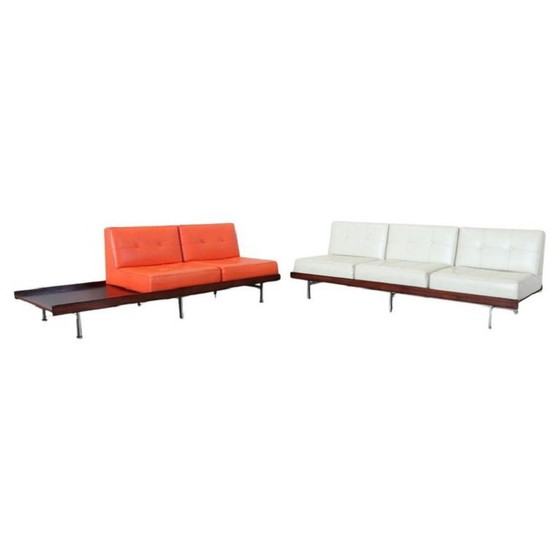 Image 1 of Sofás naranjas y blancos de Saporiti Italia, década de 1960, juego de 2