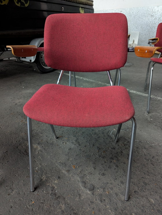 Image 1 of 7 vintage chrome & teak stoelen CAR- Kho Liang le