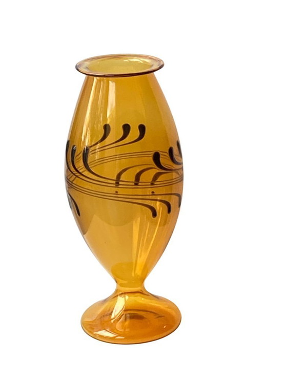Image 1 of Thuringian glass art Amber vase from Lauscha