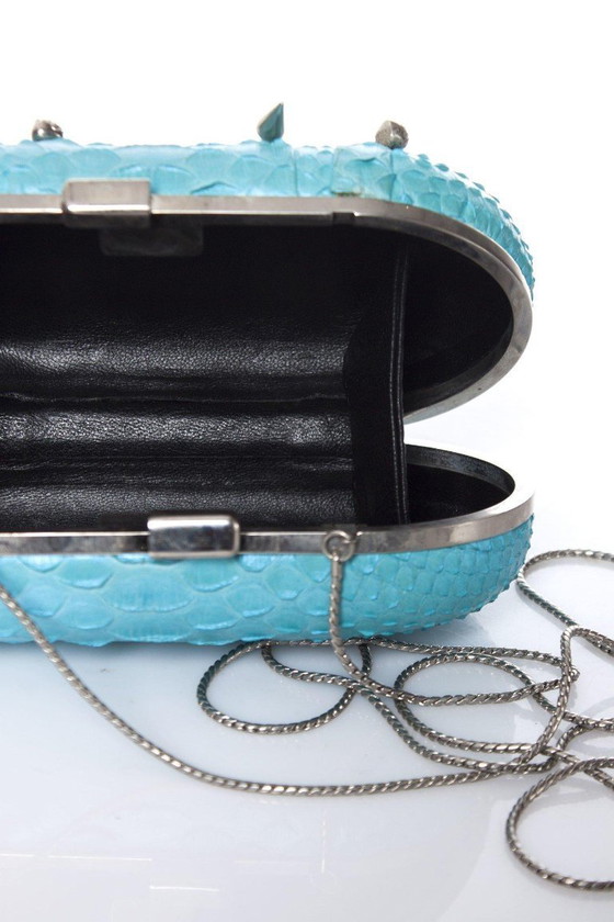 Image 1 of Maison Du Posh, Box-Clutch aus metallisch beschichtetem Pythonleder