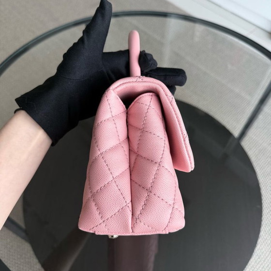 Image 1 of Chanel Coco Handle Small - Collection Caviar matelassé rose et or
