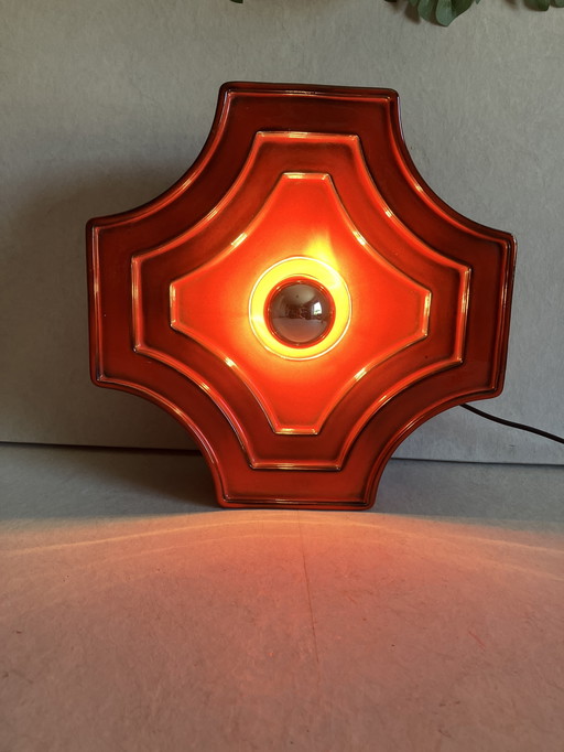 Large Red Vintage Ceramic Wall Lamp