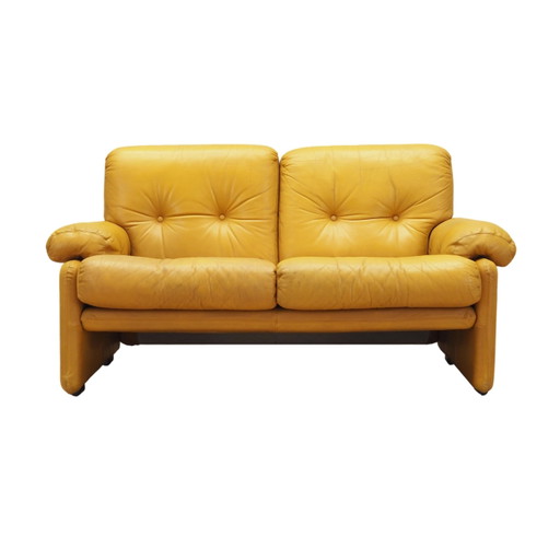 Divano in pelle gialla, design italiano, anni '60, produttore: B&amp;B Italia, designer: Tobia Scarpa