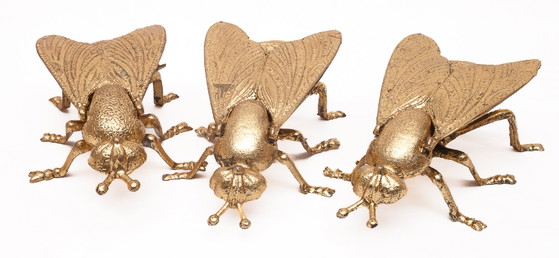Set van 3 gouden vliegenasbakken – Decoratieve objecten, Metal, Gold (photo 2 of 8)