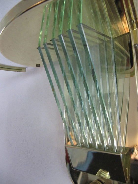 Image 1 of Applique murale style Régence, Italie, cristal taillé, laiton doré