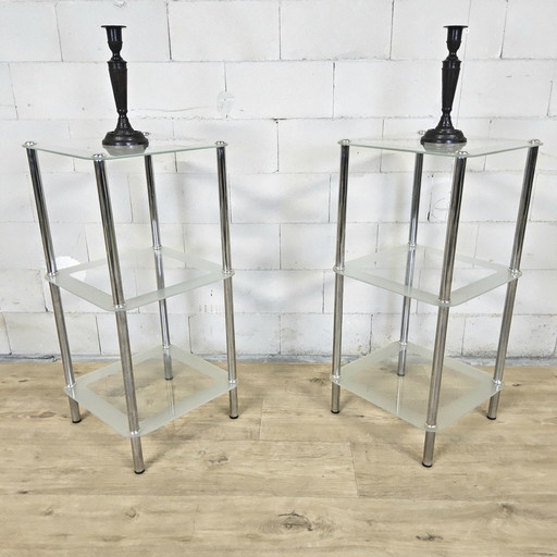 Set Retro (80s/90s) Rack/Cabinet de salle de bain en verre 3 niveaux