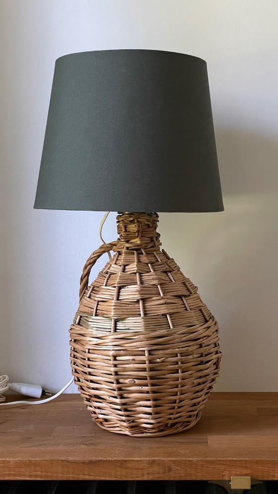 Image 1 of Dame Jeanne vintage rattan lamp