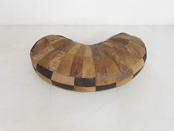 Image 1 of Vintage kidney shaped patchwork ottoman, The Netherlands 1970's